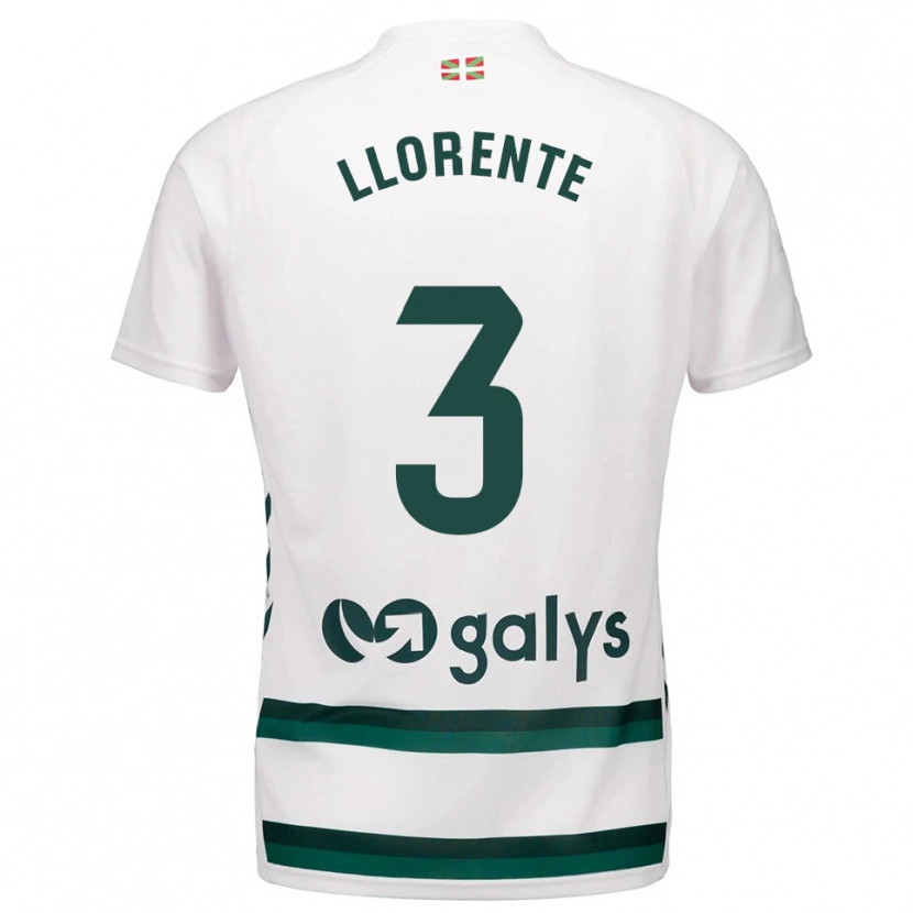 Danxen Niño Camiseta Oier Llorente #3 Blanco Verde 2ª Equipación 2025/26 La Camisa