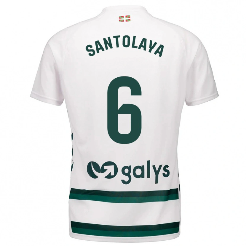 Danxen Niño Camiseta Asier Santolaya #6 Blanco Verde 2ª Equipación 2025/26 La Camisa