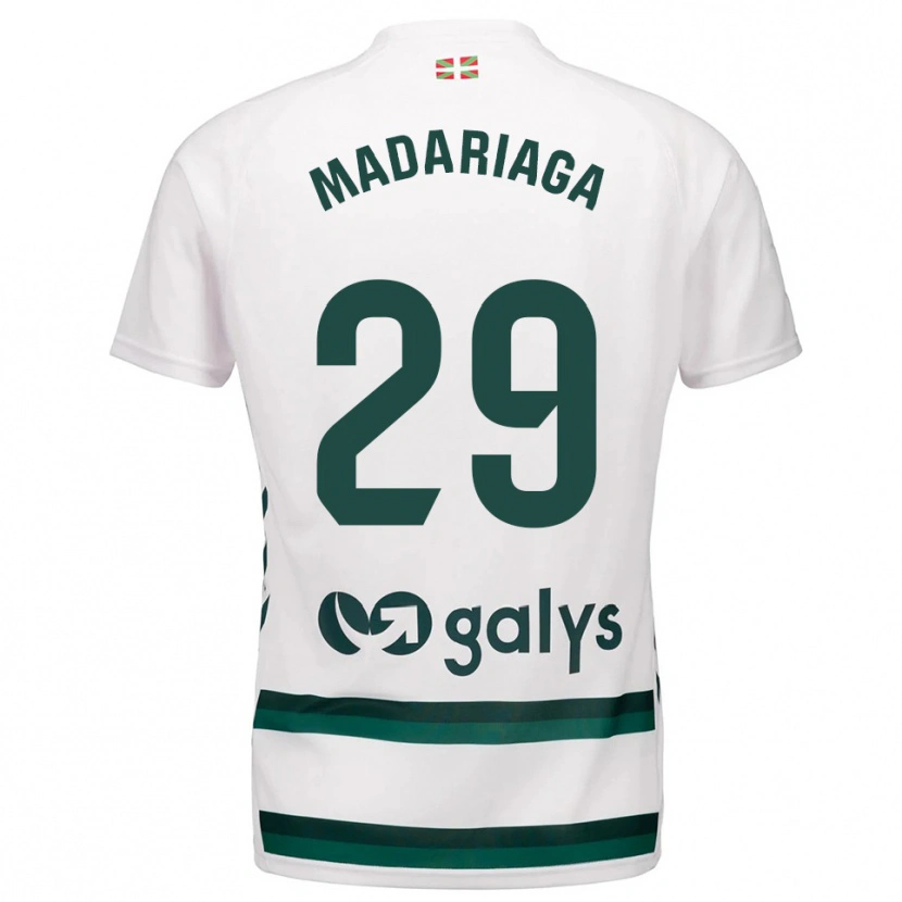 Danxen Niño Camiseta Ander Madariaga #29 Blanco Verde 2ª Equipación 2025/26 La Camisa