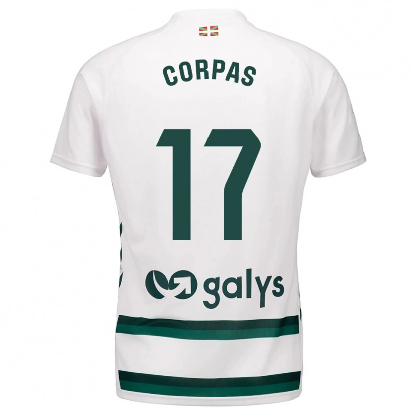 Danxen Niño Camiseta José Corpas #17 Blanco Verde 2ª Equipación 2025/26 La Camisa