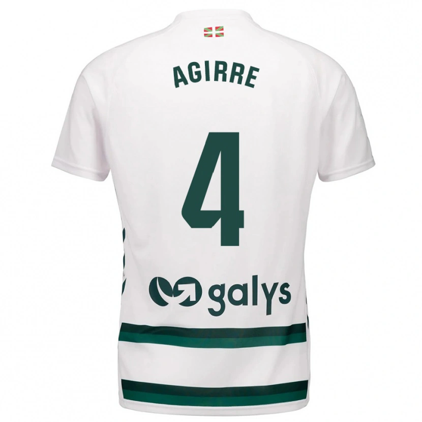 Danxen Niño Camiseta Julen Agirre #4 Blanco Verde 2ª Equipación 2025/26 La Camisa