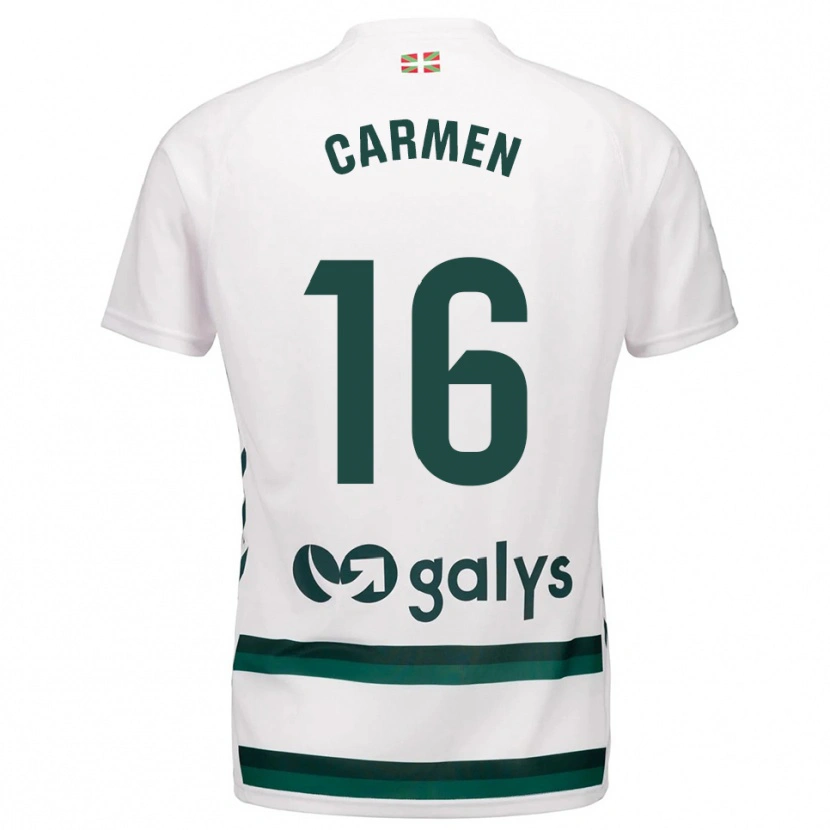 Danxen Niño Camiseta Carmen Álvarez Sánchez #16 Blanco Verde 2ª Equipación 2025/26 La Camisa