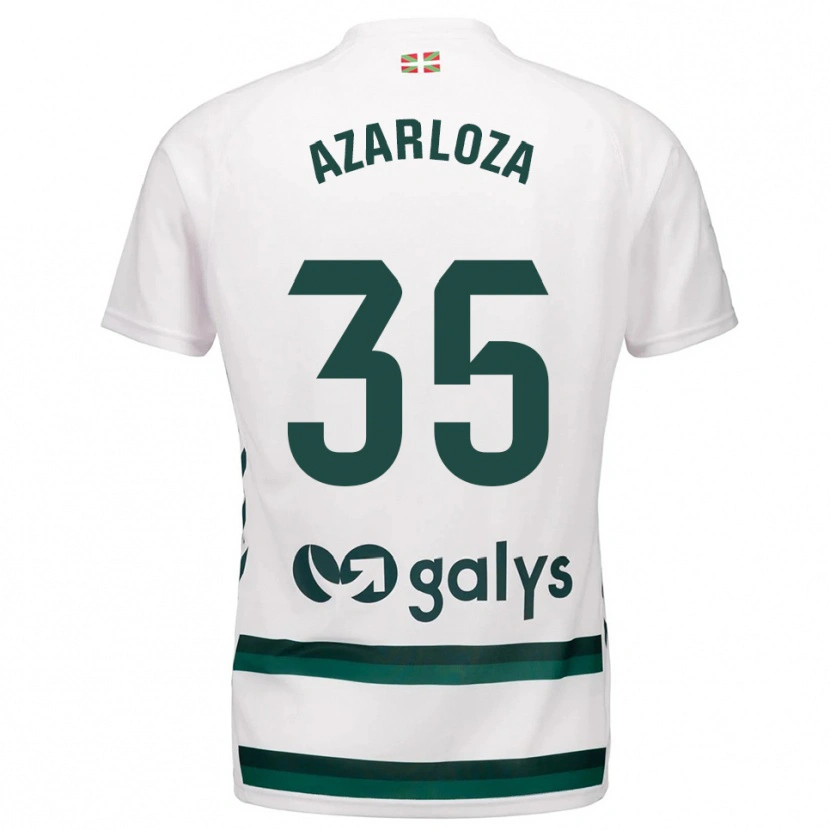 Danxen Niño Camiseta Eneko Azarloza #35 Blanco Verde 2ª Equipación 2025/26 La Camisa