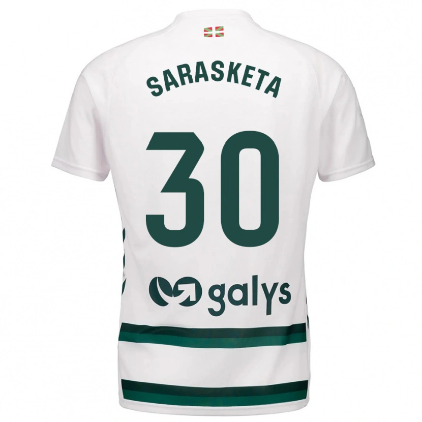 Danxen Niño Camiseta Lucas Sarasketa #30 Blanco Verde 2ª Equipación 2025/26 La Camisa