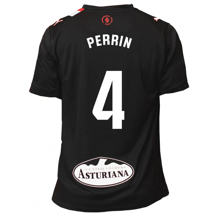 Danxen Niño Camiseta Lucas Perrin #4 Negro Blanco 2ª Equipación 2025/26 La Camisa