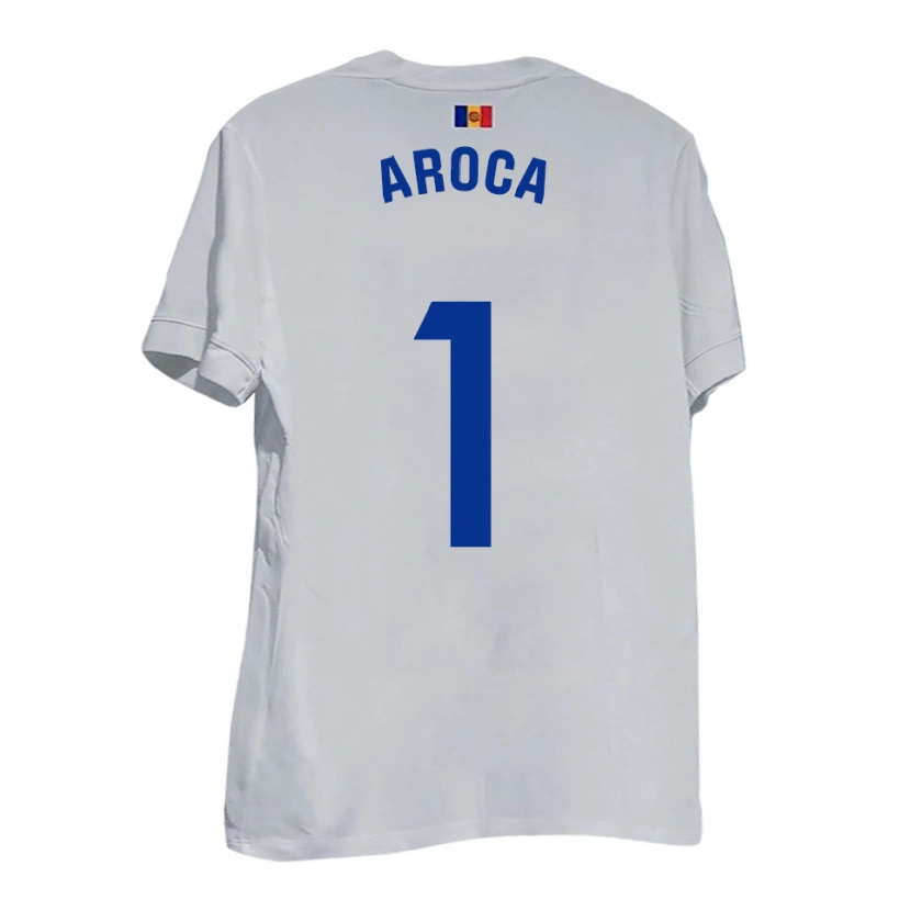Danxen Niño Camiseta Víctor Aroca #1 Blanco Amarillo Azul 2ª Equipación 2025/26 La Camisa