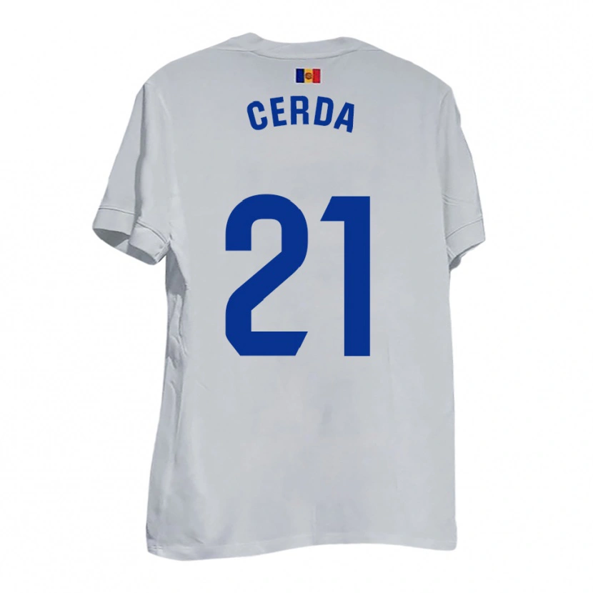 Danxen Niño Camiseta Josep Cerdà #21 Blanco Amarillo Azul 2ª Equipación 2025/26 La Camisa