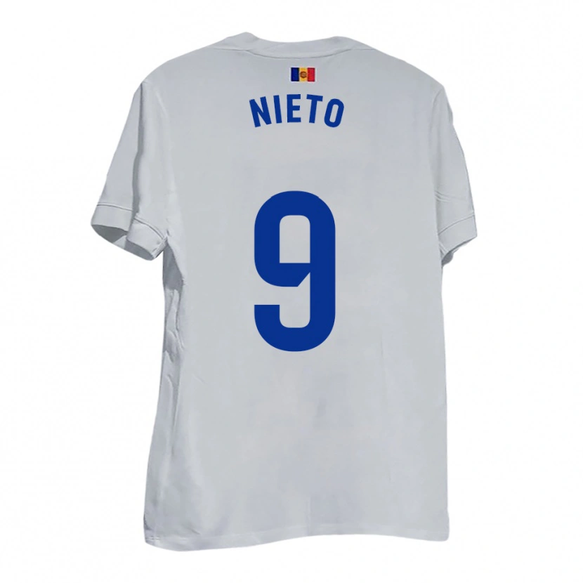 Danxen Niño Camiseta Manu Nieto #9 Blanco Amarillo Azul 2ª Equipación 2025/26 La Camisa