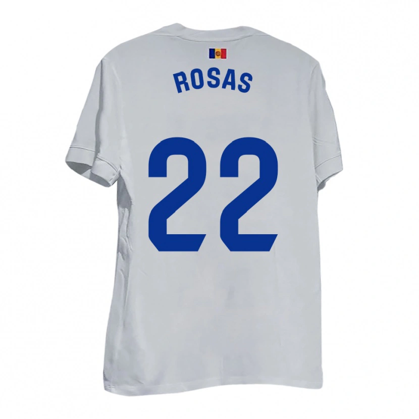 Danxen Niño Camiseta Berto Rosas #22 Blanco Amarillo Azul 2ª Equipación 2025/26 La Camisa