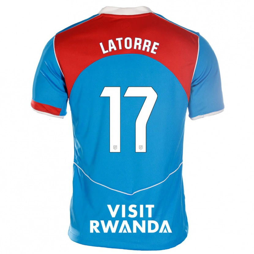 Danxen Niño Camiseta Barbara Latorre #17 Azul Blanco Equipación Tercera 2025/26 La Camisa