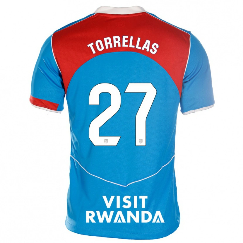 Danxen Niño Camiseta Óscar Torrellas #27 Azul Blanco Equipación Tercera 2025/26 La Camisa