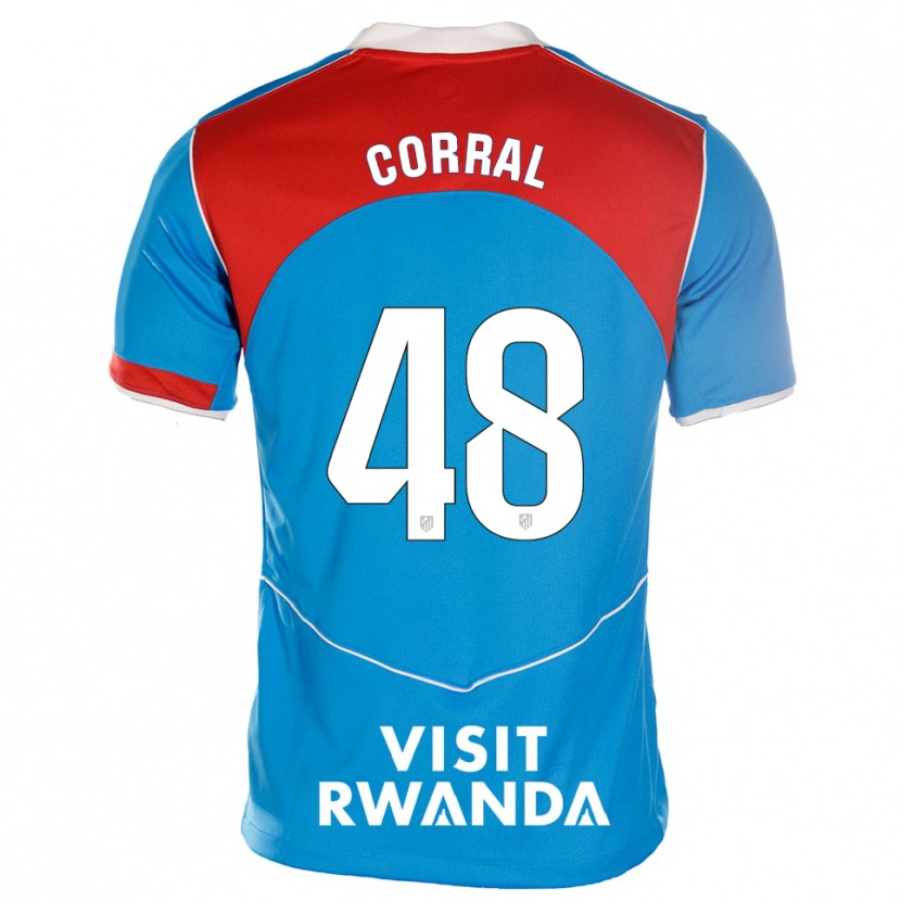 Danxen Niño Camiseta Adrián Corral #48 Azul Blanco Equipación Tercera 2025/26 La Camisa