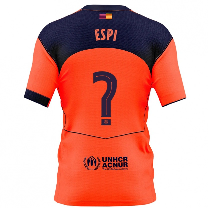 Danxen Niño Camiseta Pau Espi #0 Naranja Marino Equipación Tercera 2025/26 La Camisa