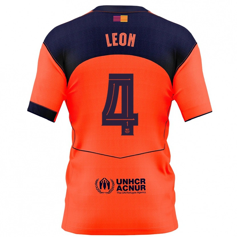 Danxen Niño Camiseta Maria Pilar Leon #4 Naranja Marino Equipación Tercera 2025/26 La Camisa