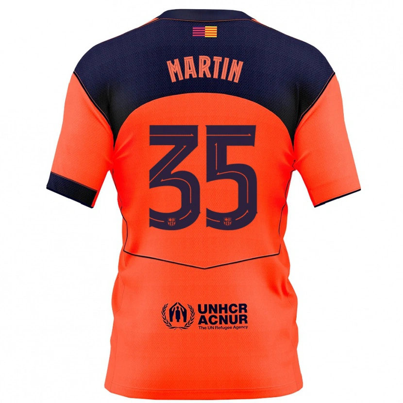 Danxen Niño Camiseta Gerard Martín #35 Naranja Marino Equipación Tercera 2025/26 La Camisa