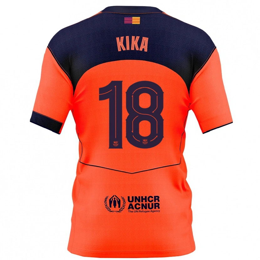 Danxen Niño Camiseta Kika Nazareth #18 Naranja Marino Equipación Tercera 2025/26 La Camisa