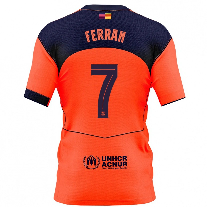 Danxen Niño Camiseta Ferran Torres #7 Naranja Marino Equipación Tercera 2025/26 La Camisa