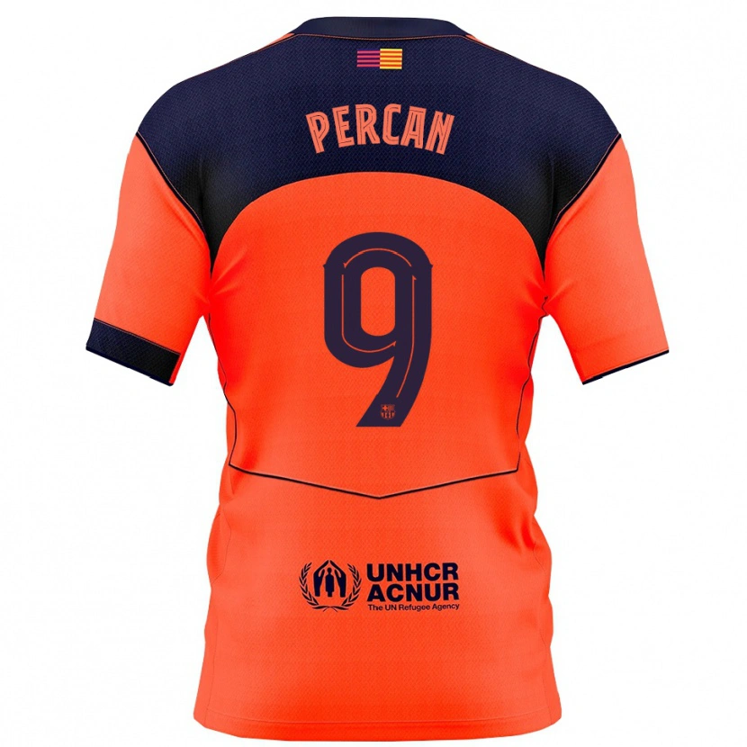 Danxen Niño Camiseta Diego Percan #9 Naranja Marino Equipación Tercera 2025/26 La Camisa