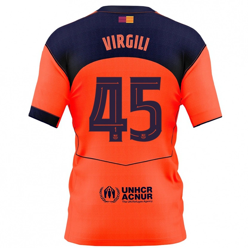 Danxen Niño Camiseta Jan Virgili #45 Naranja Marino Equipación Tercera 2025/26 La Camisa