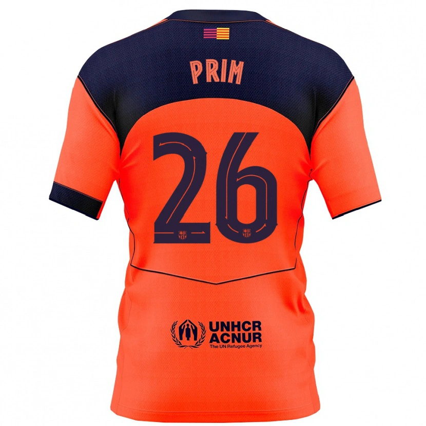 Danxen Niño Camiseta Pau Prim #26 Naranja Marino Equipación Tercera 2025/26 La Camisa