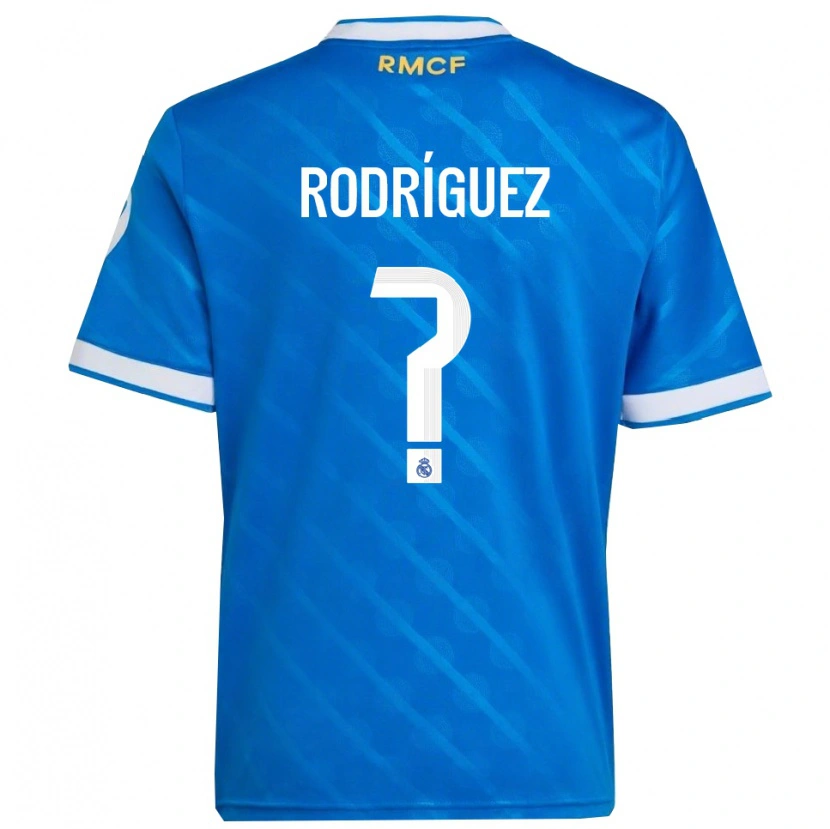 Danxen Niño Camiseta Álvaro Rodríguez #0 Azul Blanco Equipación Tercera 2025/26 La Camisa