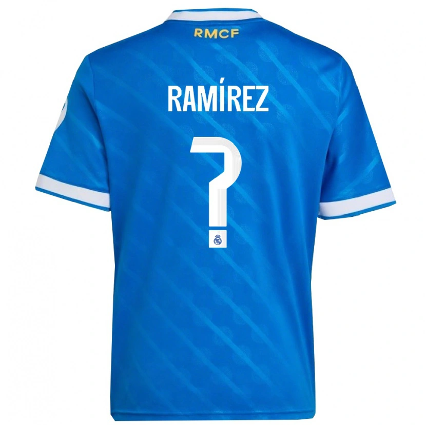 Danxen Niño Camiseta Izan Ramírez #0 Azul Blanco Equipación Tercera 2025/26 La Camisa