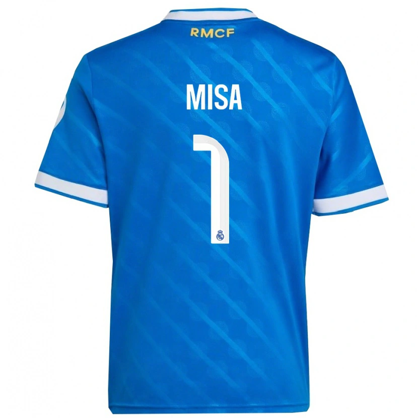 Danxen Niño Camiseta Misa Rodríguez #1 Azul Blanco Equipación Tercera 2025/26 La Camisa