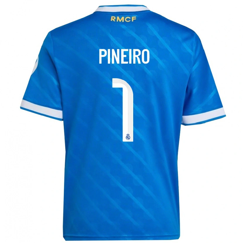 Danxen Niño Camiseta Diego Pineiro #1 Azul Blanco Equipación Tercera 2025/26 La Camisa