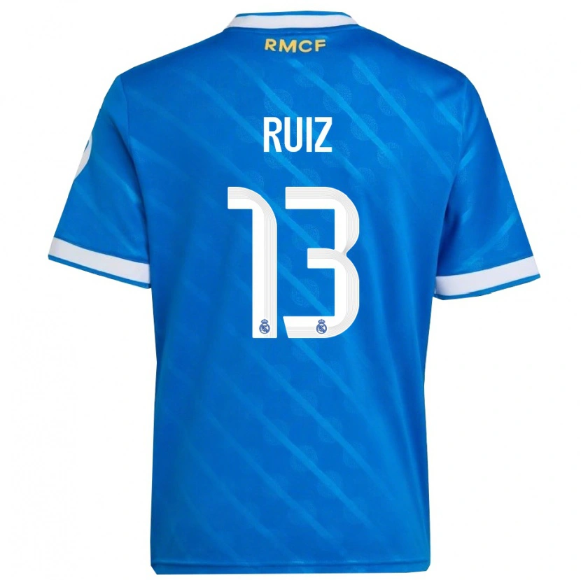 Danxen Niño Camiseta Guillermo Ruiz #13 Azul Blanco Equipación Tercera 2025/26 La Camisa