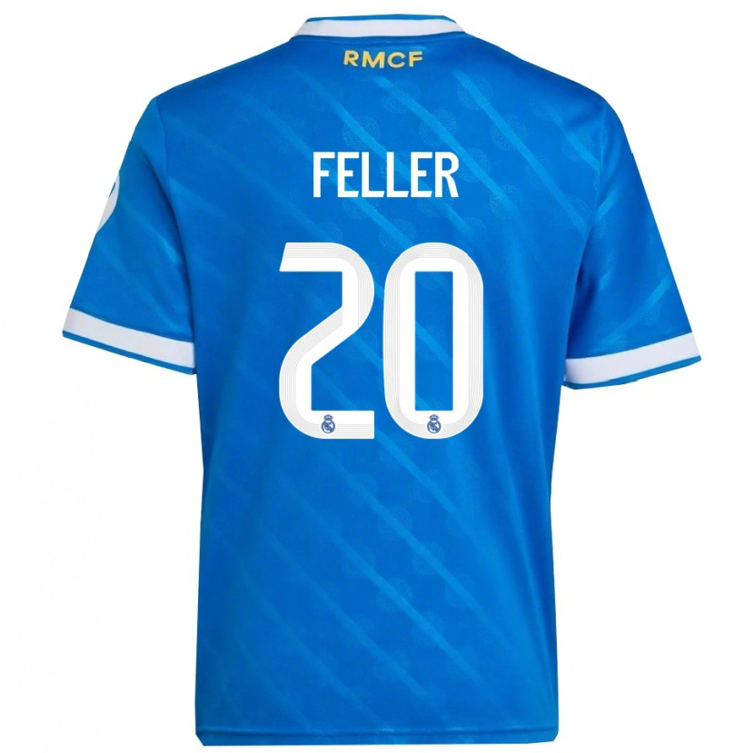 Danxen Niño Camiseta Naomie Feller #20 Azul Blanco Equipación Tercera 2025/26 La Camisa