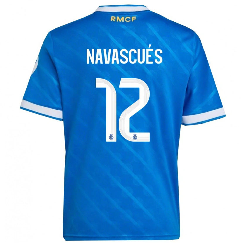 Danxen Niño Camiseta Liberto Navascués #12 Azul Blanco Equipación Tercera 2025/26 La Camisa