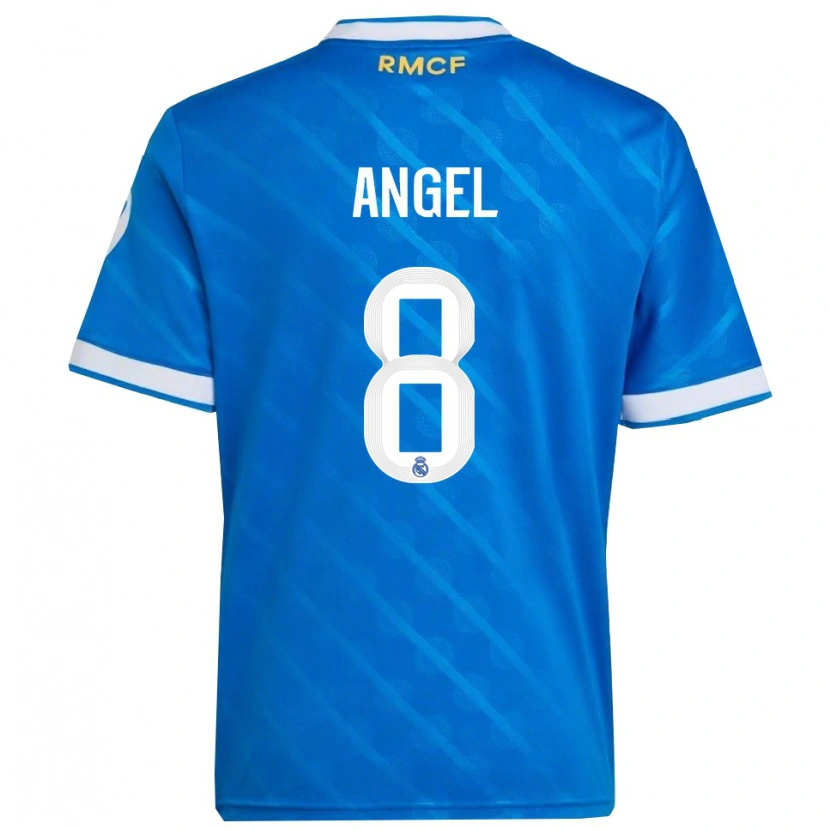 Danxen Niño Camiseta Manuel Ángel #8 Azul Blanco Equipación Tercera 2025/26 La Camisa