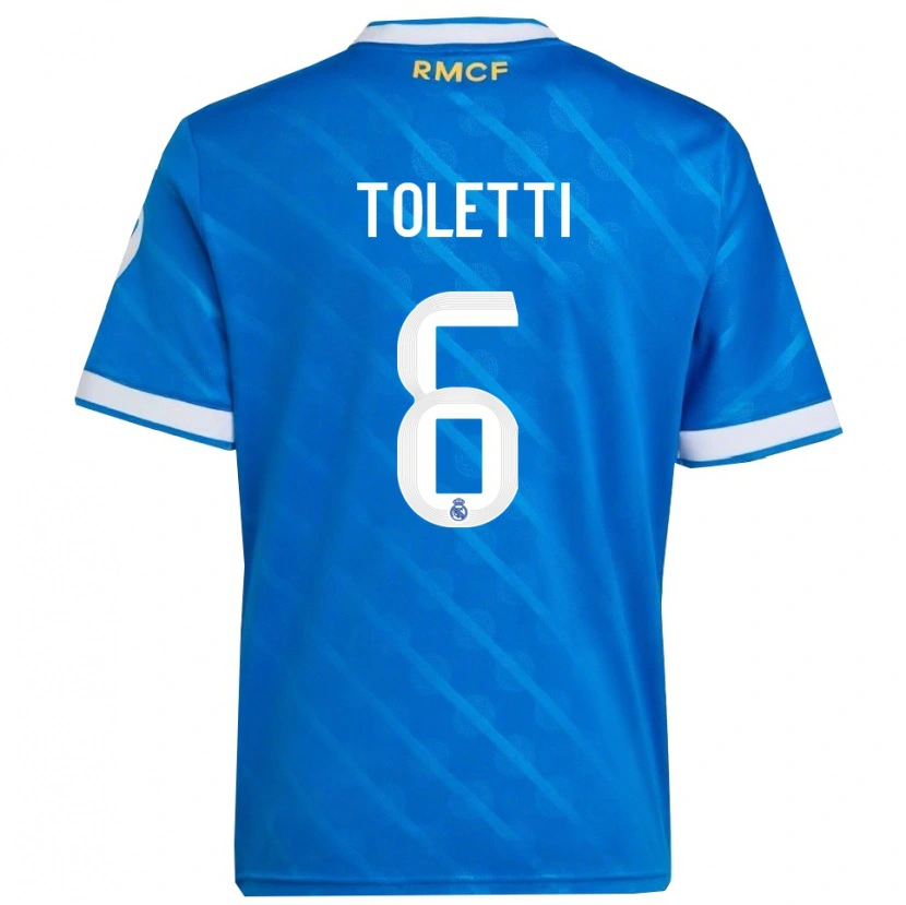 Danxen Niño Camiseta Sandie Toletti #6 Azul Blanco Equipación Tercera 2025/26 La Camisa