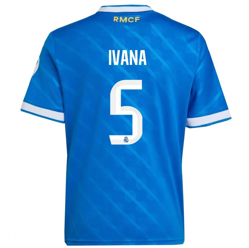 Danxen Niño Camiseta Ivana Andres #5 Azul Blanco Equipación Tercera 2025/26 La Camisa