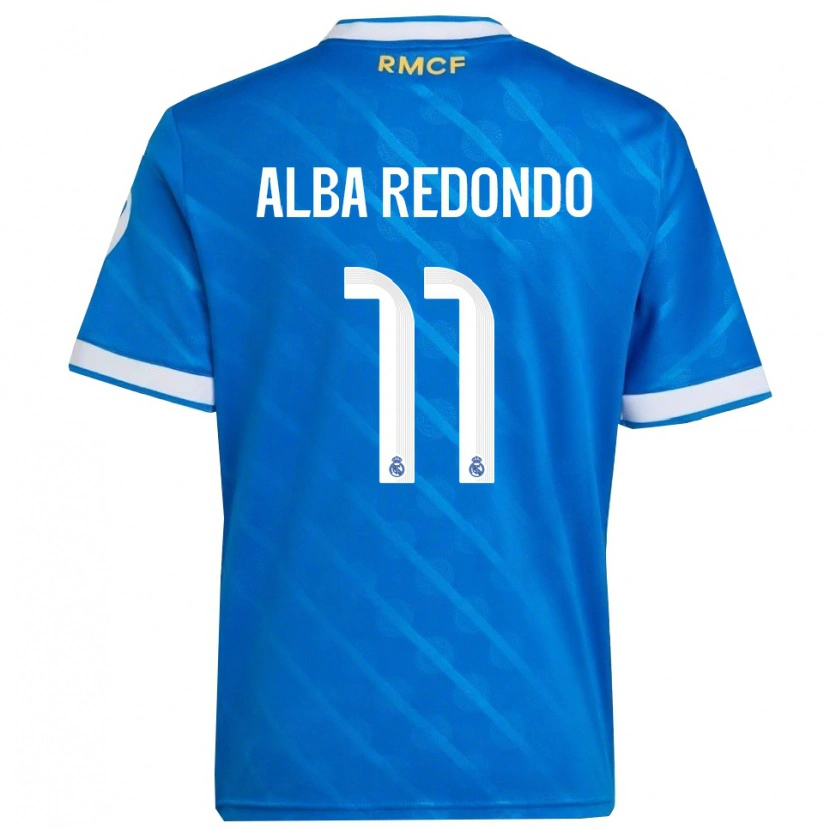 Danxen Niño Camiseta Alba Redondo #11 Azul Blanco Equipación Tercera 2025/26 La Camisa