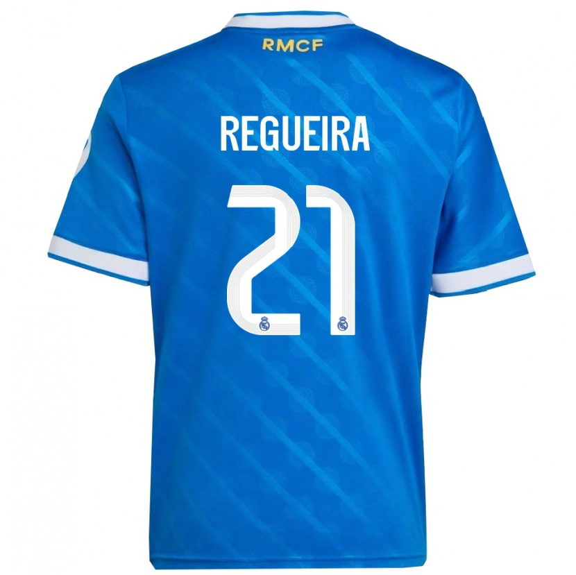 Danxen Niño Camiseta Izan Regueira #21 Azul Blanco Equipación Tercera 2025/26 La Camisa