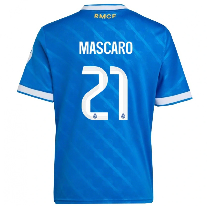 Danxen Niño Camiseta Joan Mascaró #21 Azul Blanco Equipación Tercera 2025/26 La Camisa