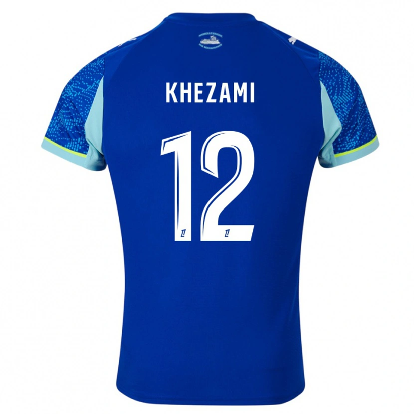 Danxen Niño Camiseta Roselène Khezami #12 Celeste Blanco Equipación Tercera 2025/26 La Camisa