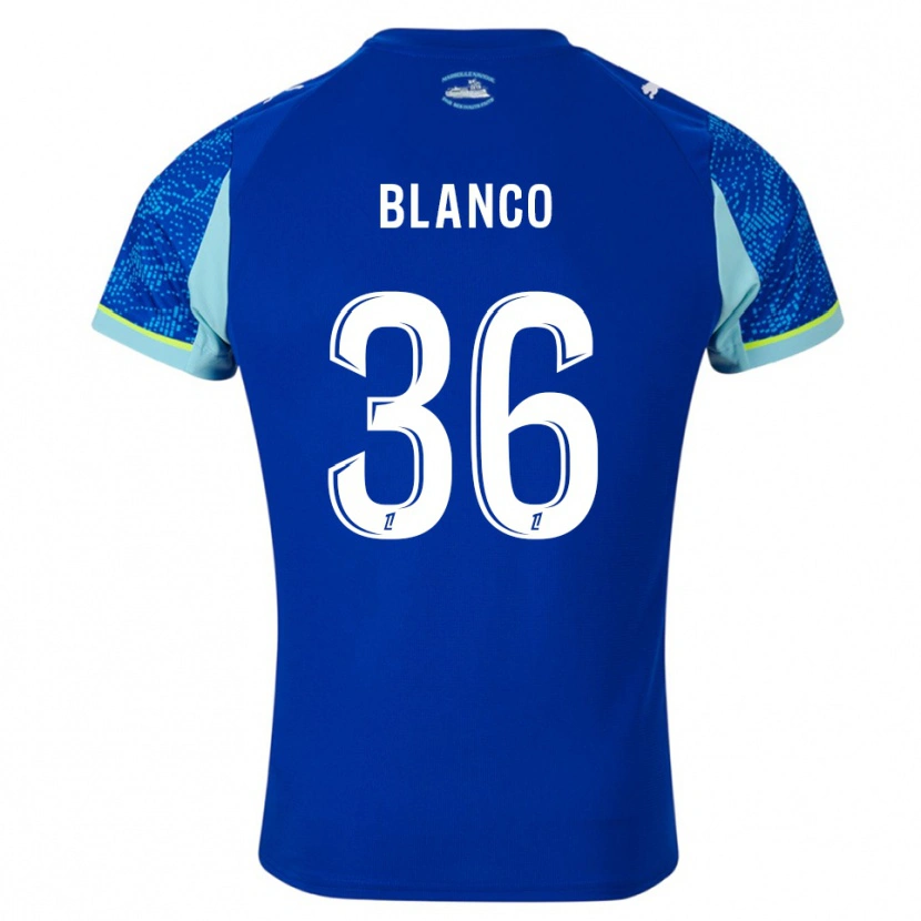 Danxen Niño Camiseta Rubén Blanco #36 Celeste Blanco Equipación Tercera 2025/26 La Camisa