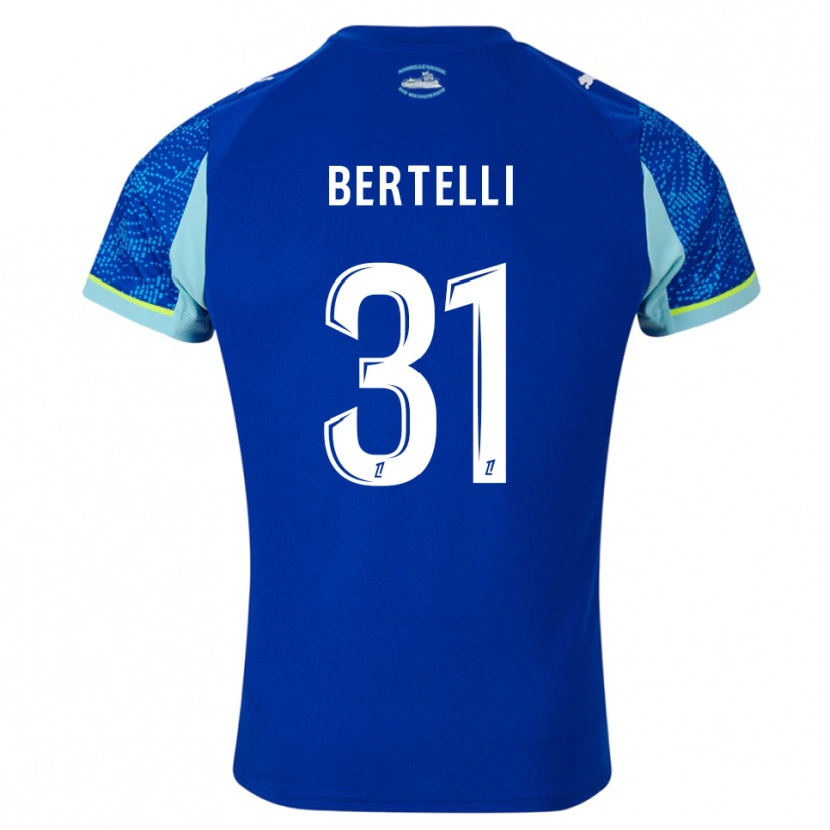 Danxen Niño Camiseta Ugo Bertelli #31 Celeste Blanco Equipación Tercera 2025/26 La Camisa
