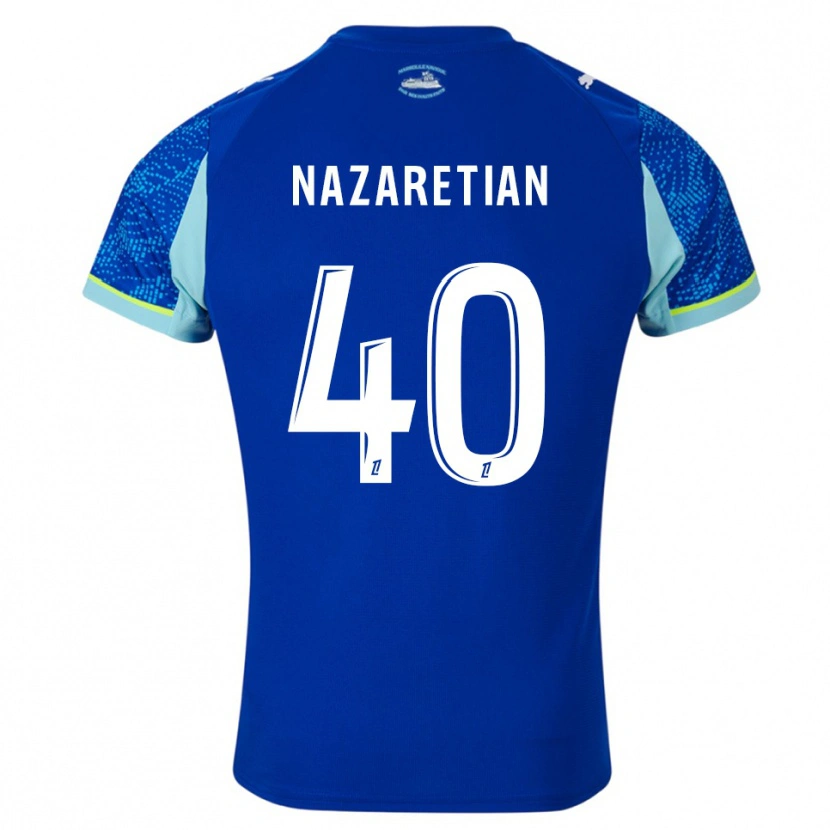Danxen Niño Camiseta Manuel Nazaretian #40 Celeste Blanco Equipación Tercera 2025/26 La Camisa