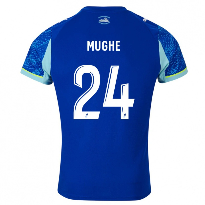 Danxen Niño Camiseta François Mughe #24 Celeste Blanco Equipación Tercera 2025/26 La Camisa