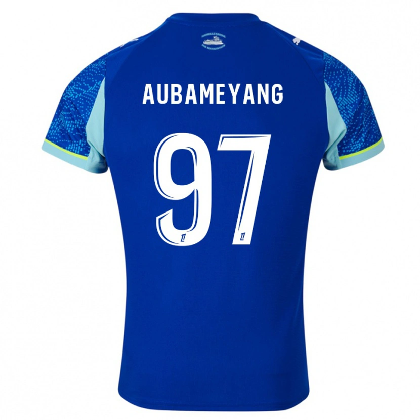 Danxen Niño Camiseta Pierre-Emerick Aubameyang #97 Celeste Blanco Equipación Tercera 2025/26 La Camisa