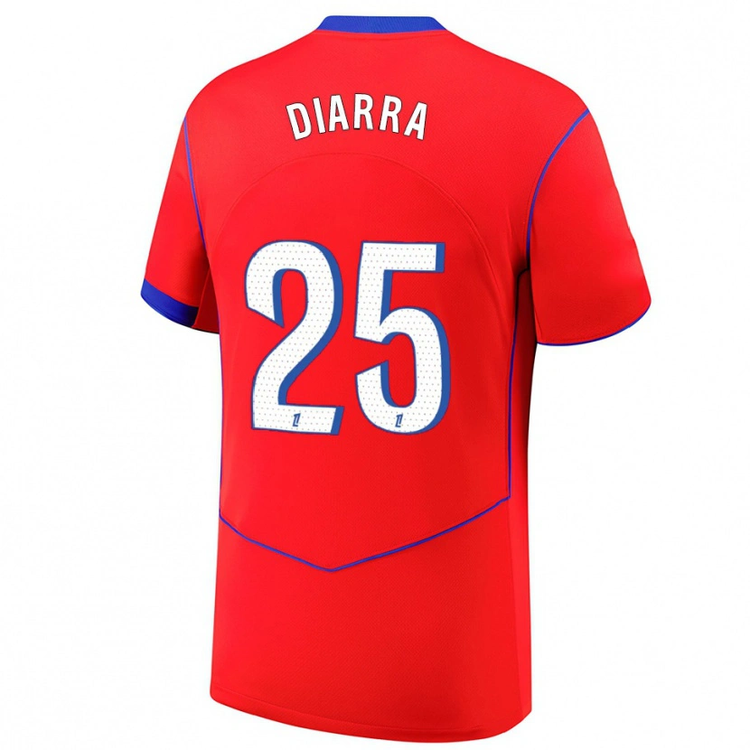 Danxen Niño Camiseta Agueissa Diarra #25 Rojo Azul Blanco Equipación Tercera 2025/26 La Camisa