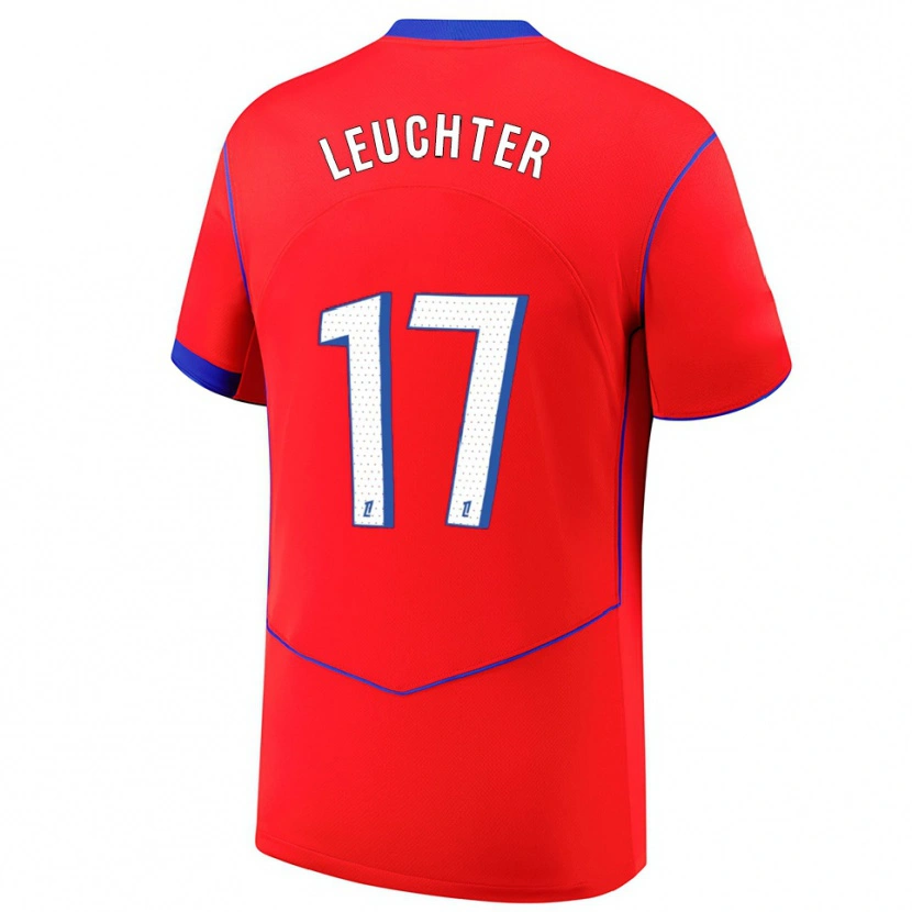 Danxen Niño Camiseta Romée Leuchter #17 Rojo Azul Blanco Equipación Tercera 2025/26 La Camisa