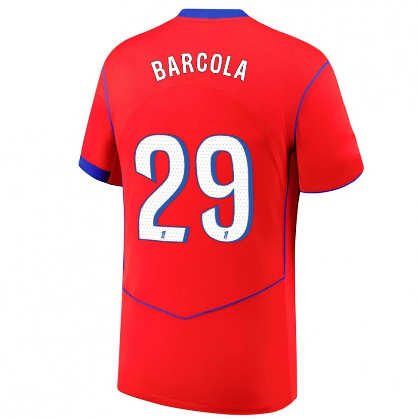 Danxen Niño Camiseta Bradley Barcola #29 Rojo Azul Blanco Equipación Tercera 2025/26 La Camisa