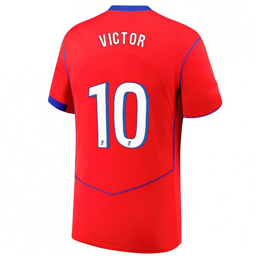 Danxen Niño Camiseta Ayrton Victor #10 Rojo Azul Blanco Equipación Tercera 2025/26 La Camisa