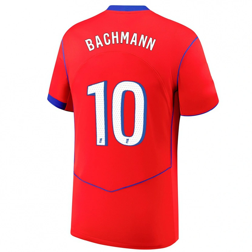 Danxen Niño Camiseta Ramona Bachmann #10 Rojo Azul Blanco Equipación Tercera 2025/26 La Camisa