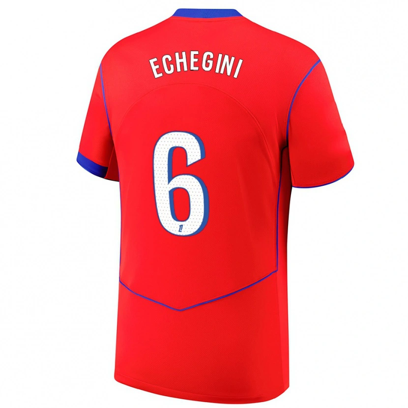 Danxen Niño Camiseta Joe Echegini #6 Rojo Azul Blanco Equipación Tercera 2025/26 La Camisa