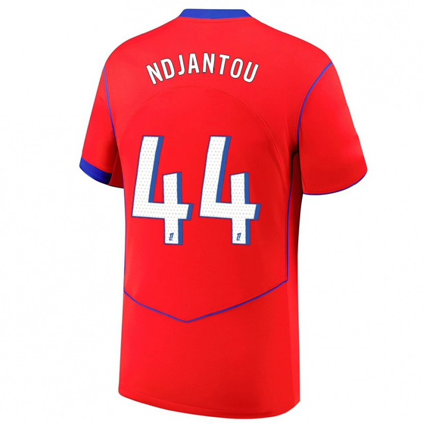 Danxen Niño Camiseta Quentin Ndjantou #44 Rojo Azul Blanco Equipación Tercera 2025/26 La Camisa